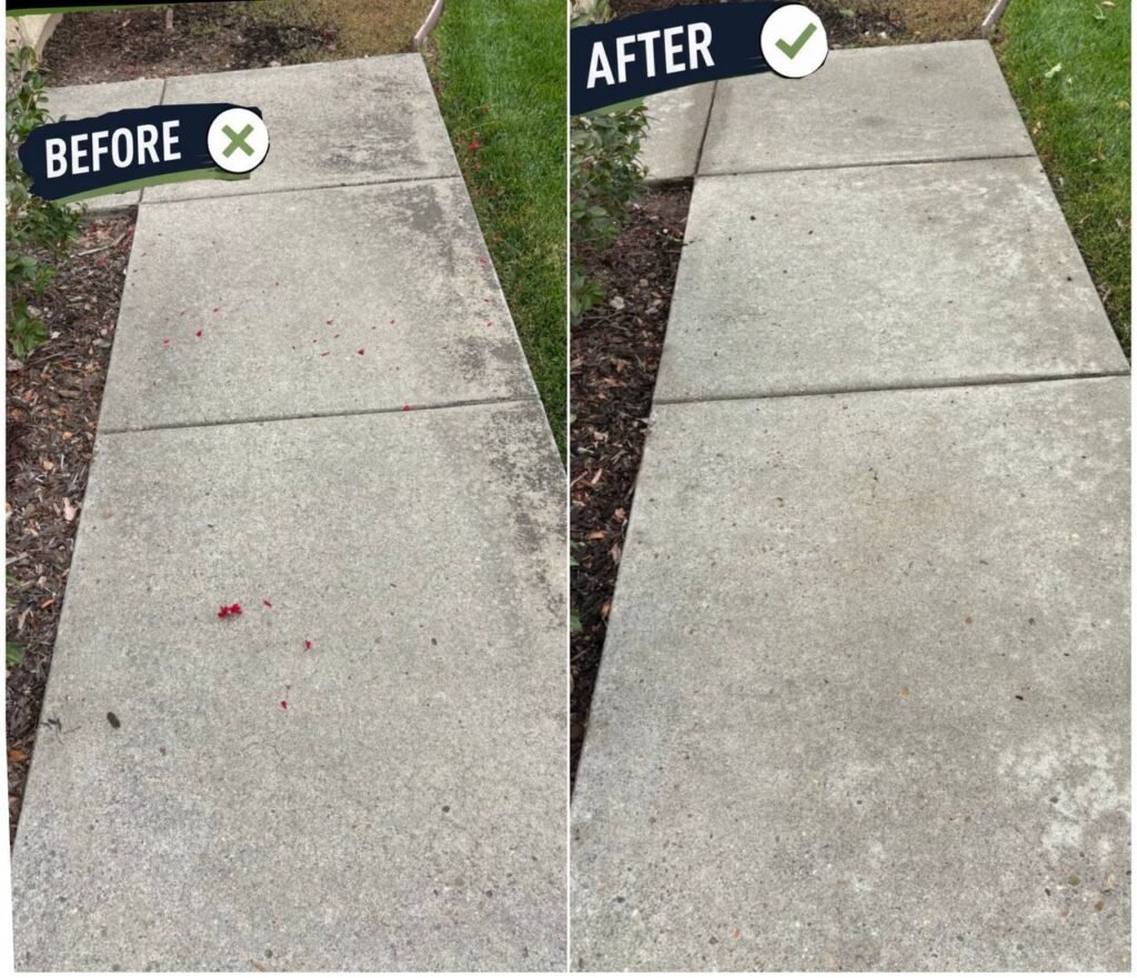 Concrete Pressure Washing in El Dorado Hills, CA Before & After exterior cleaning project