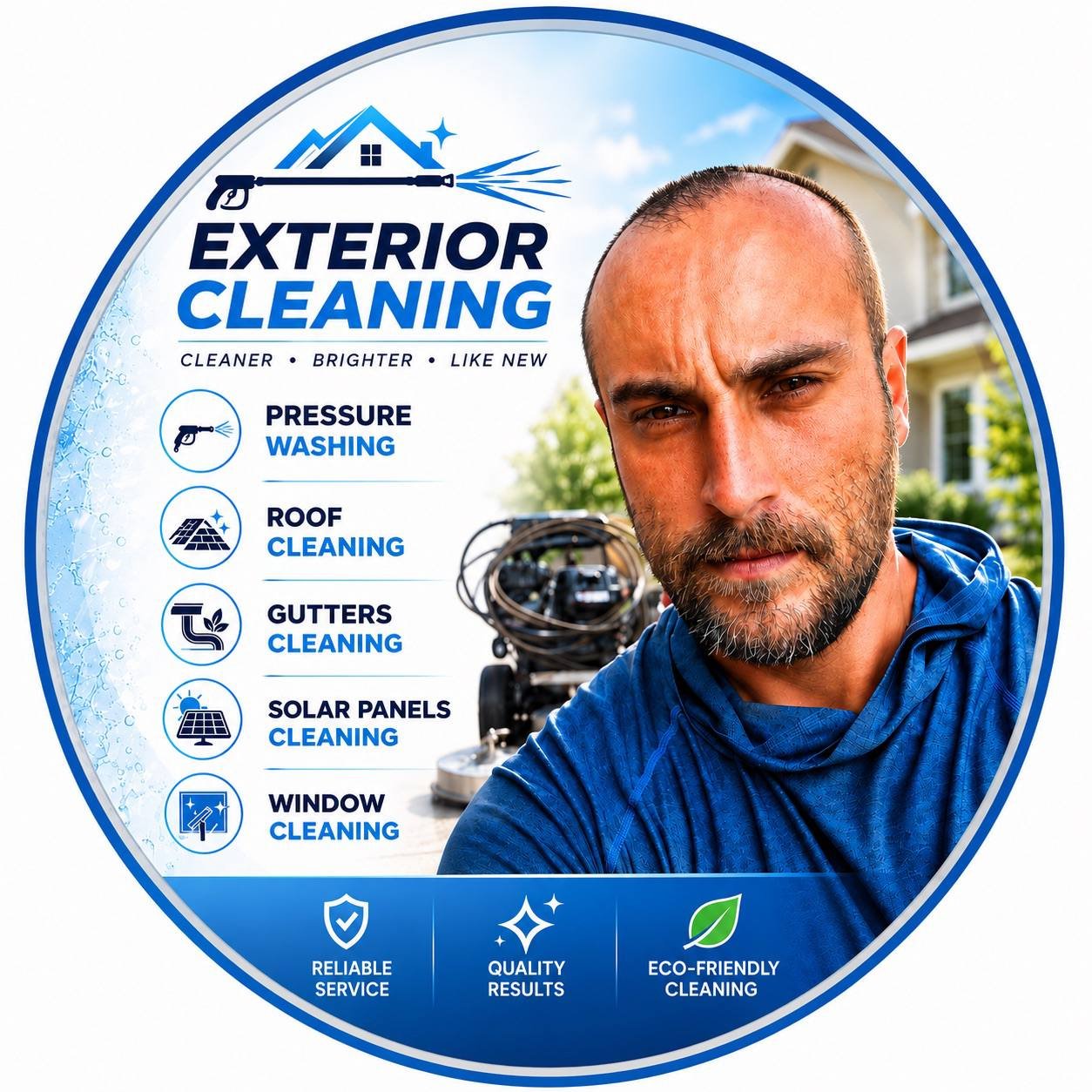 Ivan Mysenko of E2 Cleaning with exterior cleaning services